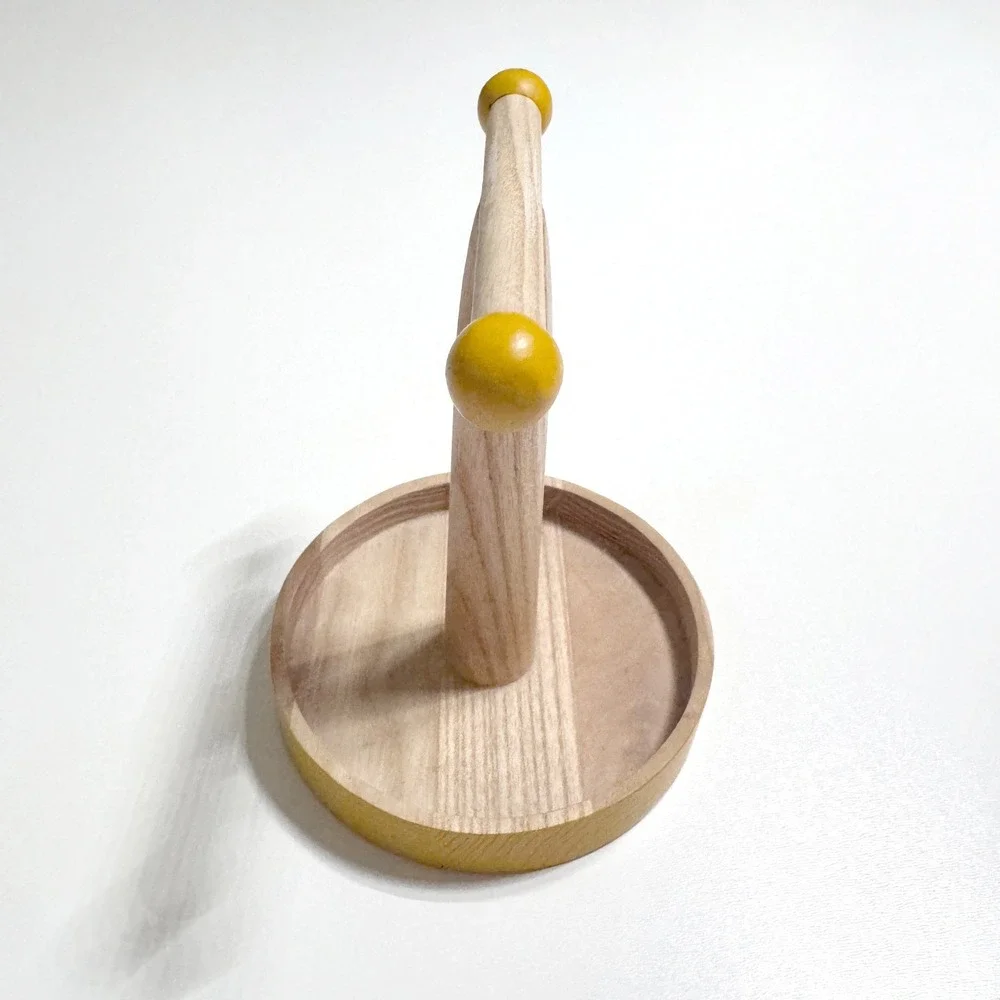 West Elm Jewelry Stand Golden Yellow Wood T-Bar Organizer Accessory Holder MCM